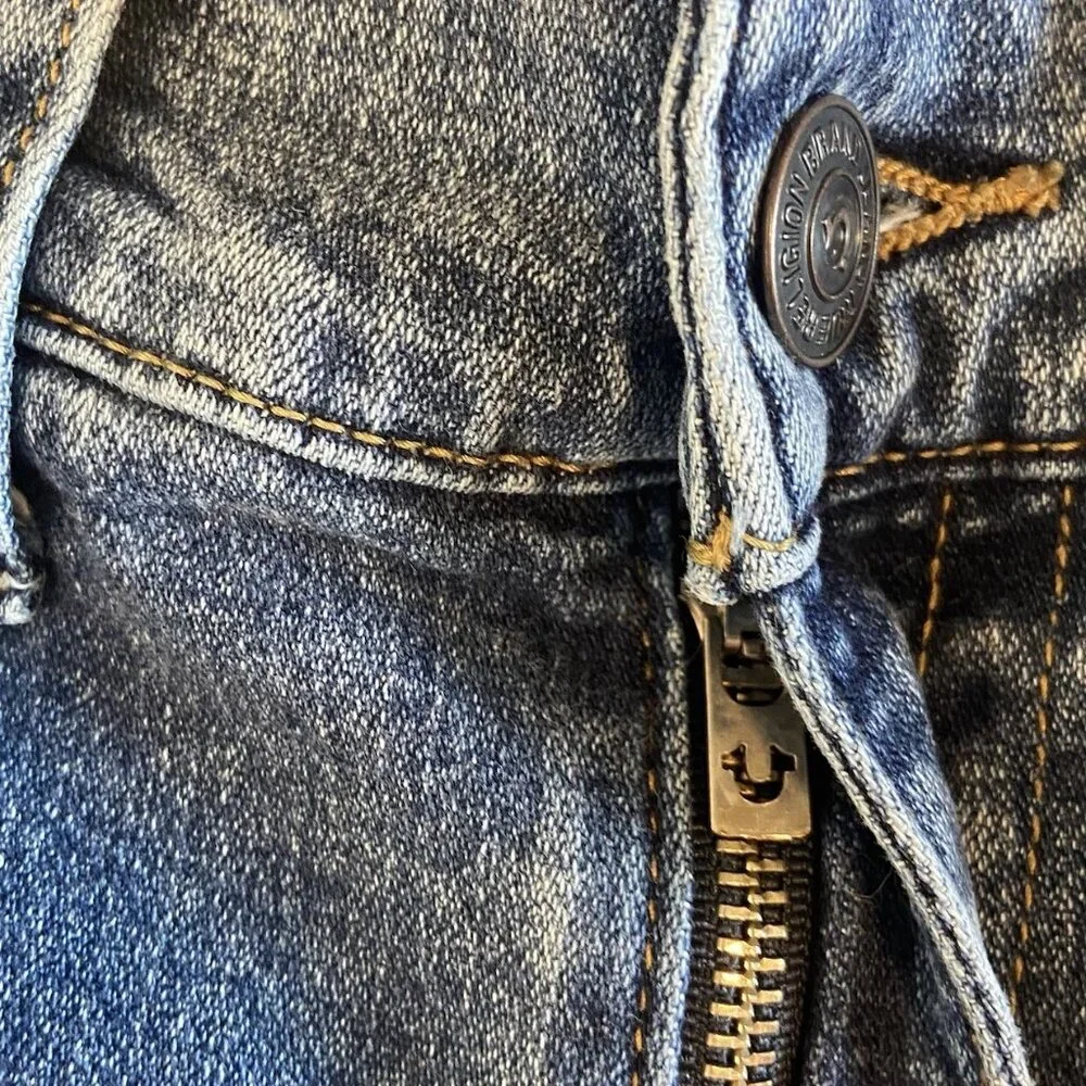 True‎ Religion Ricky SN Flap Relaxed Straight Jeans ($159) Medium Wash 34 X 34
